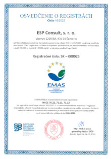EMAS - Overené environmentálne manažérstvo pre firmu ESP Consult